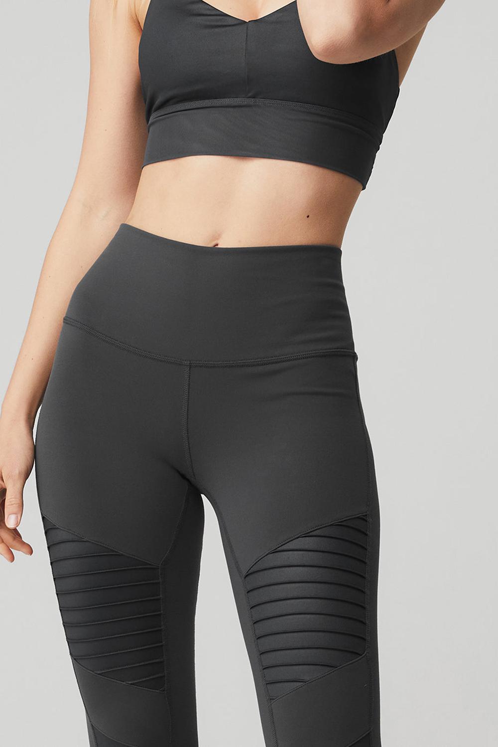 Alo Yoga High-Waist Motos Naisten Leggings Anthracite / Anthracite Glossy | Suomi  2413-QZNSM