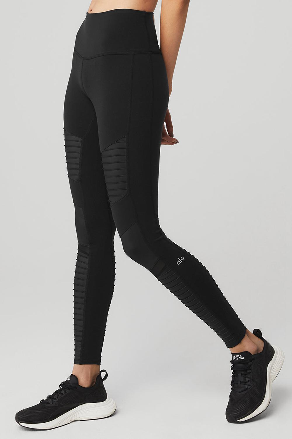 Alo Yoga High-Waist Motos Naisten Leggings Mustat Mustat | Suomi  5028-NBPKO