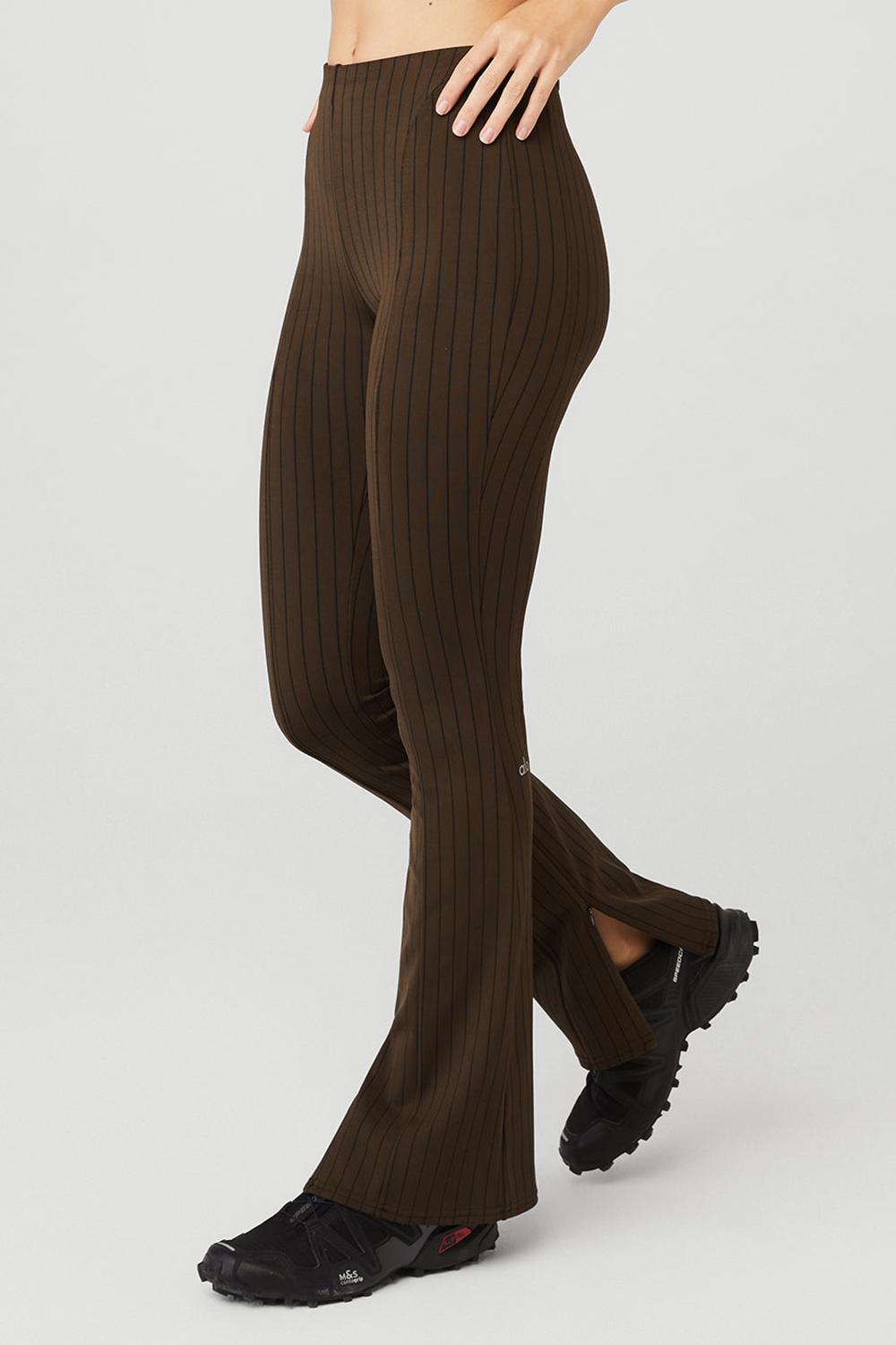 Alo Yoga High-Waist Pinstripe Zip It Flare Naisten Leggings Mustat | Suomi  1894-IBQFP