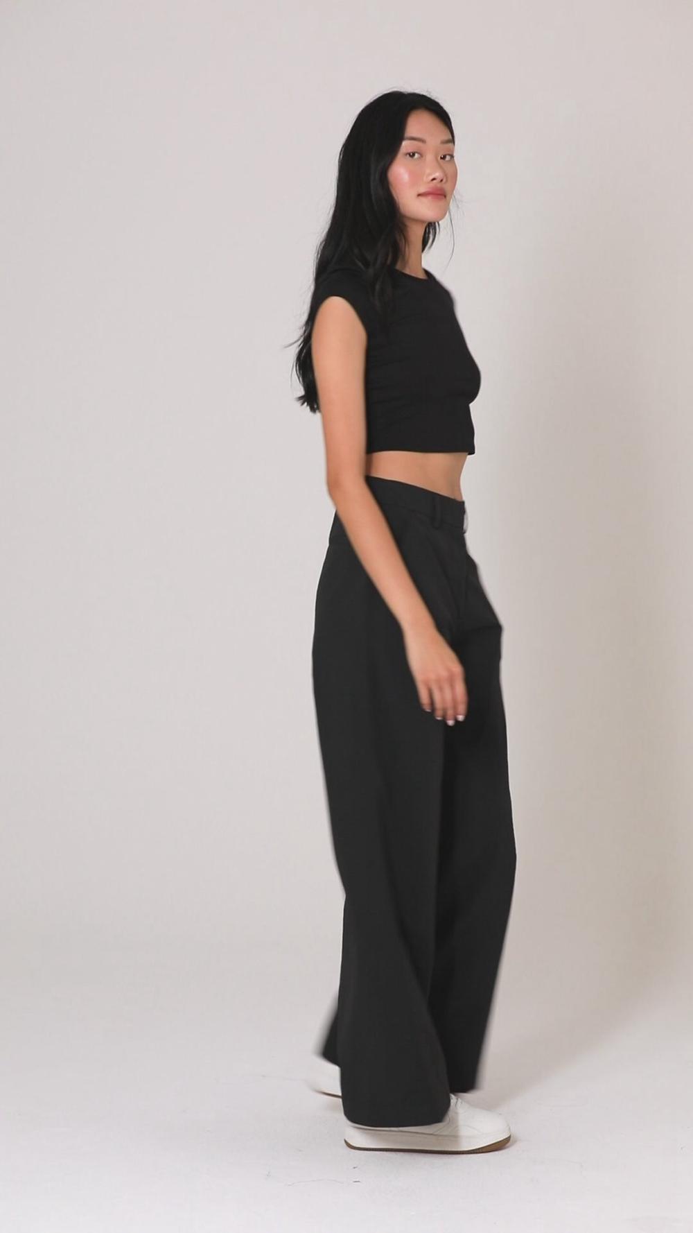 Alo Yoga High-Waist Street Smart Naisten Housut Mustat | Suomi  9345-LHKAE