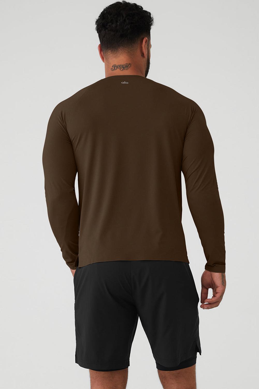 Alo Yoga Idol Long Sleeve Performance Miesten Juoksupaidat Espresso | Suomi  0187-LKXTI