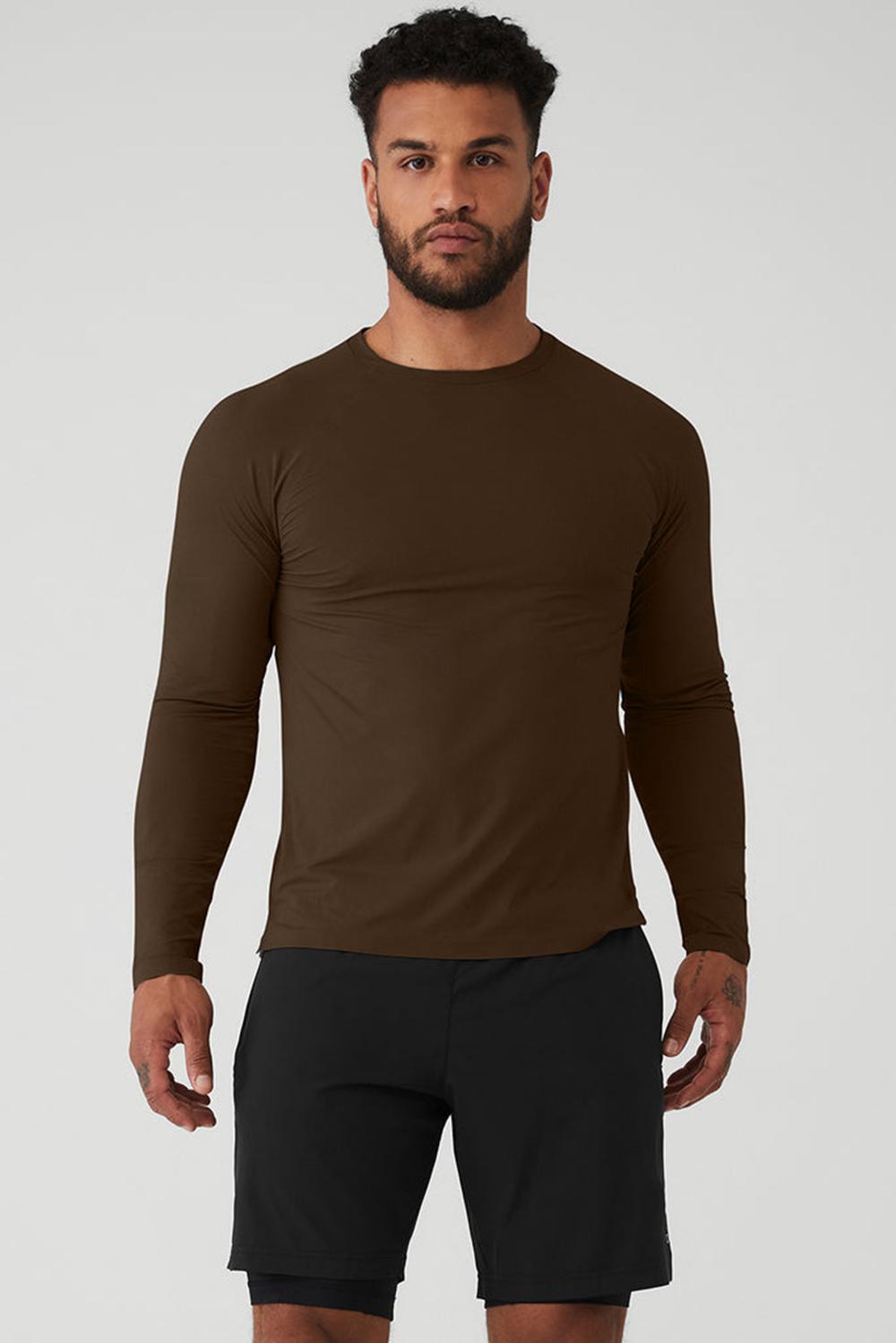 Alo Yoga Idol Long Sleeve Performance Miesten Juoksupaidat Espresso | Suomi  0187-LKXTI