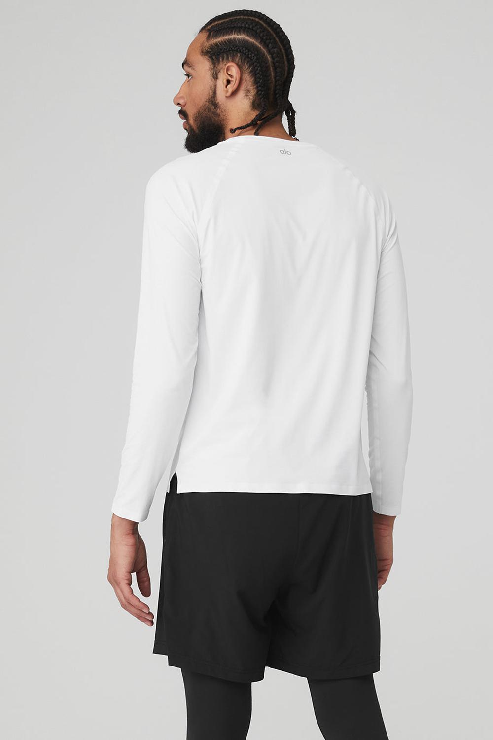 Alo Yoga Idol Long Sleeve Performance Miesten Juoksupaidat Valkoinen | Suomi  3041-NOVGD