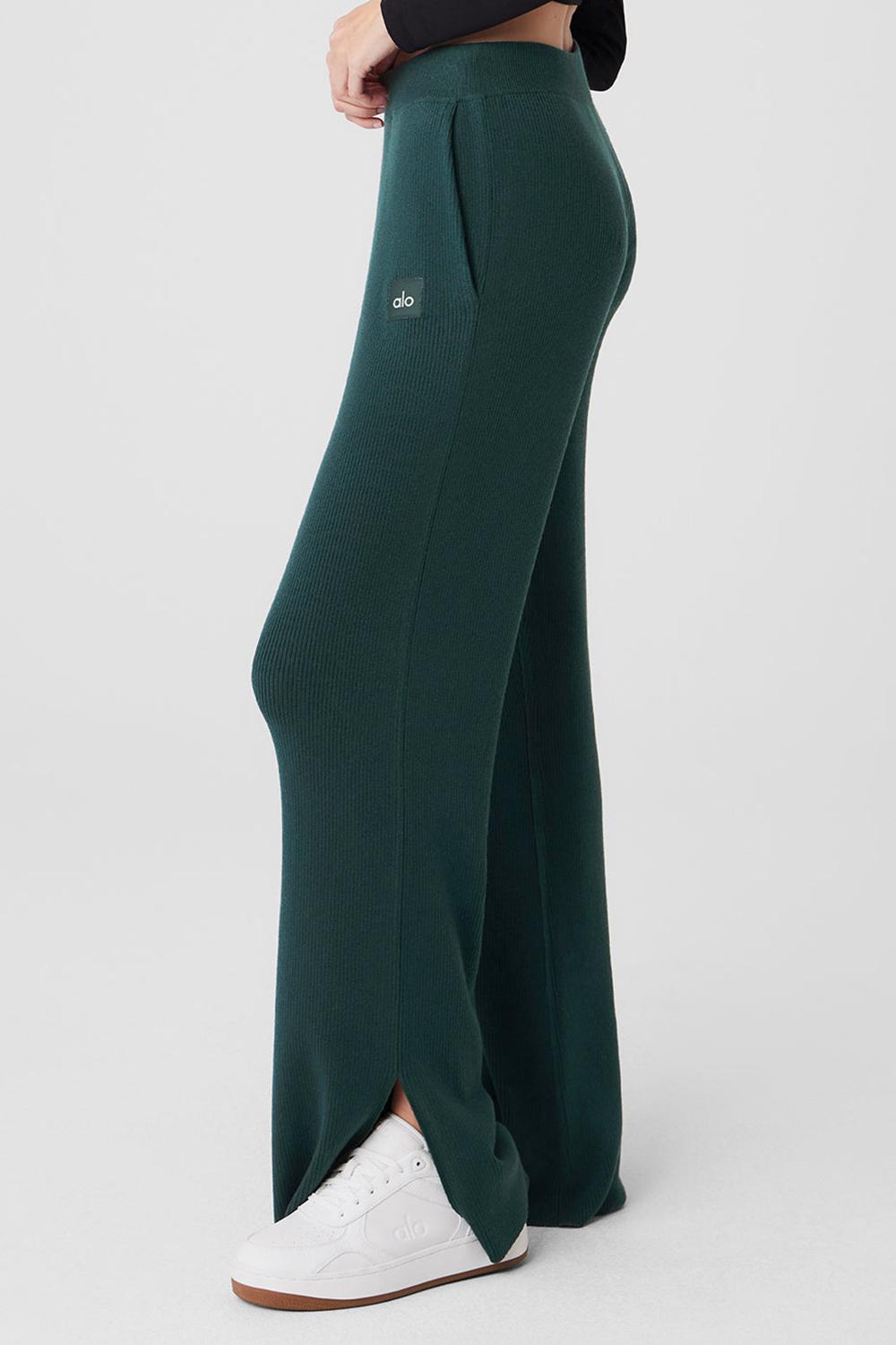 Alo Yoga Knit High-Waist Salana Wide Leg Naisten Housut Vihreä | Suomi  6530-PWIRU