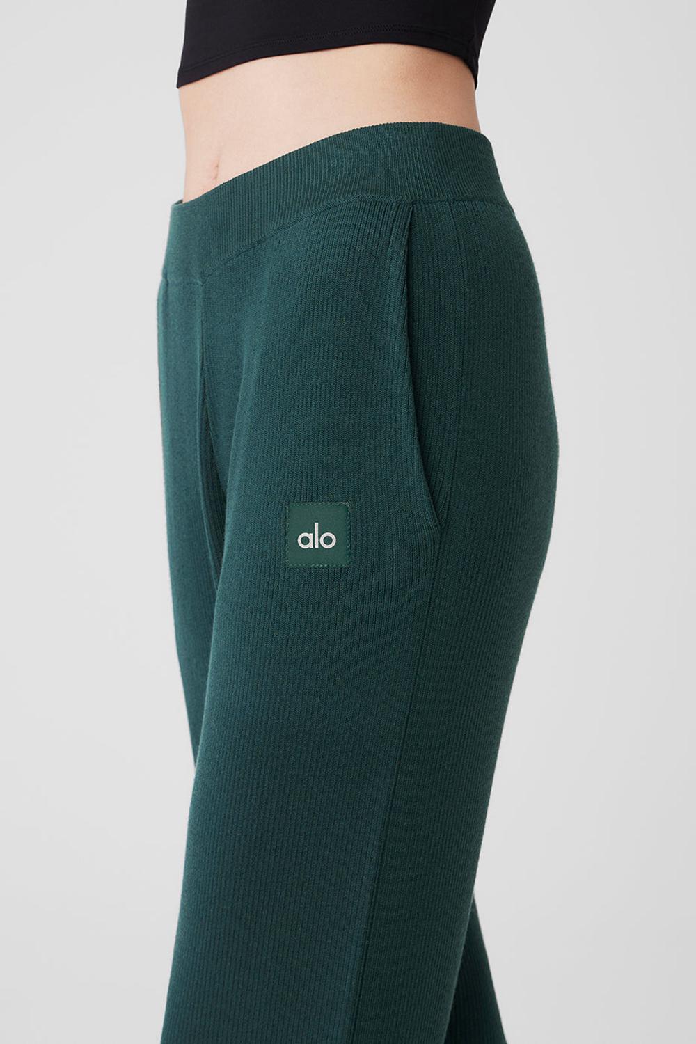 Alo Yoga Knit High-Waist Salana Wide Leg Naisten Housut Vihreä | Suomi  6530-PWIRU
