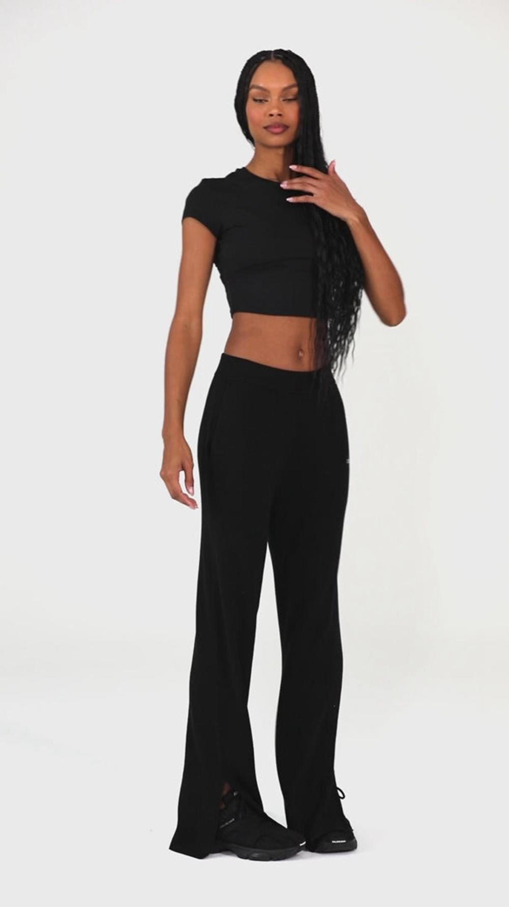 Alo Yoga Knit High-Waist Salana Wide Leg Naisten Housut Vihreä | Suomi  6530-PWIRU