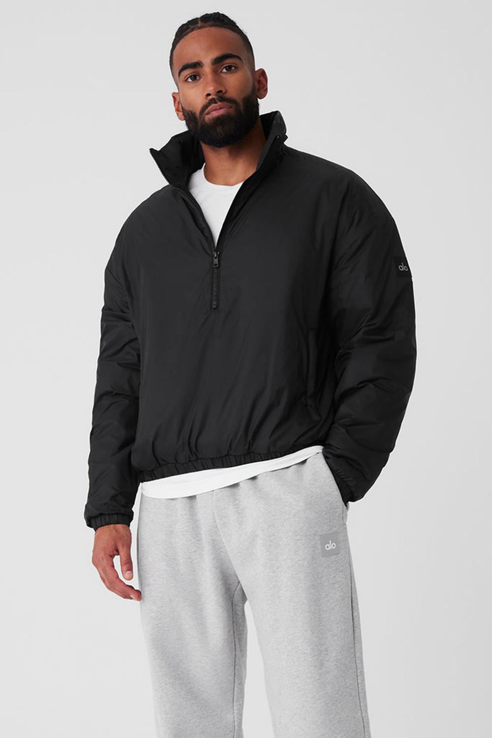 Alo Yoga Latitude Light Weight 1/2 Zip Pullover Miesten Takit Mustat | Suomi  8521-IORJZ