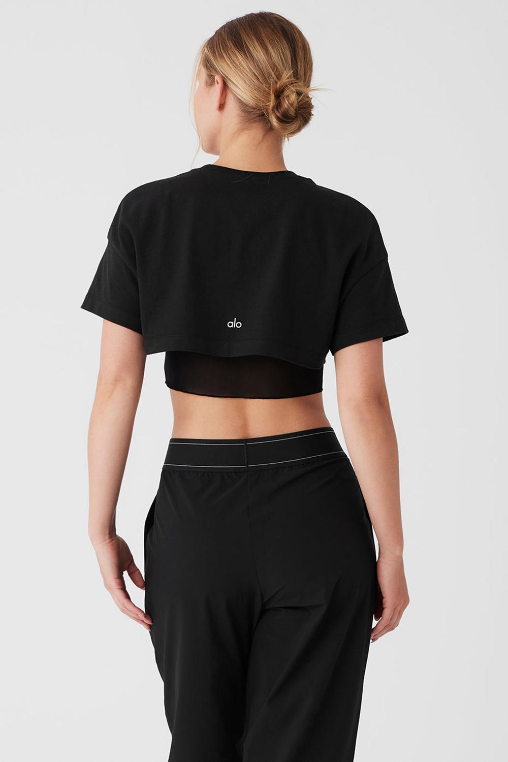 Alo Yoga Made You Look Cropped Short Sleeve Naisten Juoksupaidat Mustat | Suomi  7086-CRDEQ