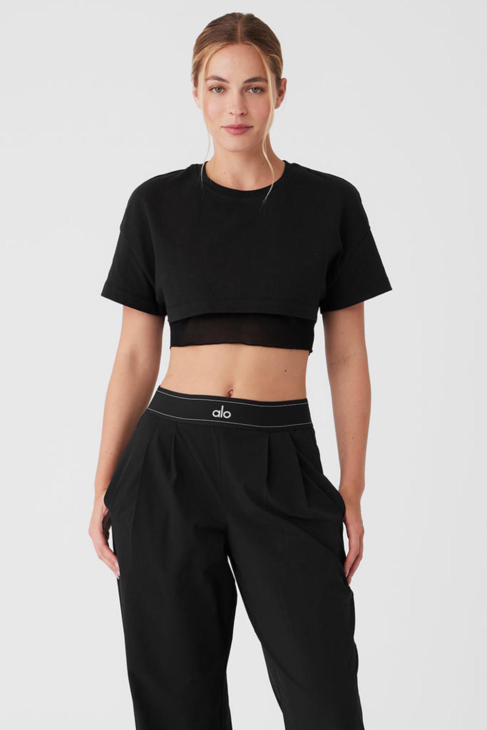 Alo Yoga Made You Look Cropped Short Sleeve Naisten Juoksupaidat Mustat | Suomi  7086-CRDEQ