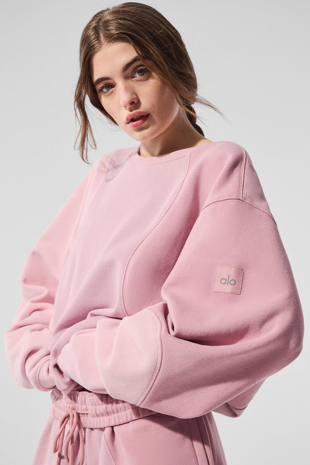 Alo Yoga Make Waves Crew Neck Naisten Villapusero Pinkki | Suomi  0342-LTWDA