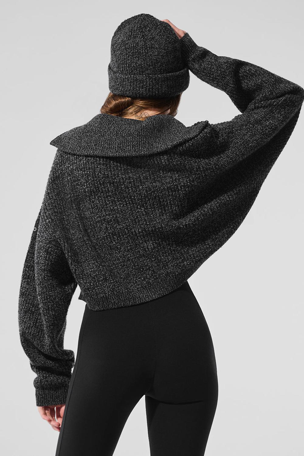 Alo Yoga Marl 1/4 Zip Naisten Villapusero Mustat | Suomi  6435-EJDGL