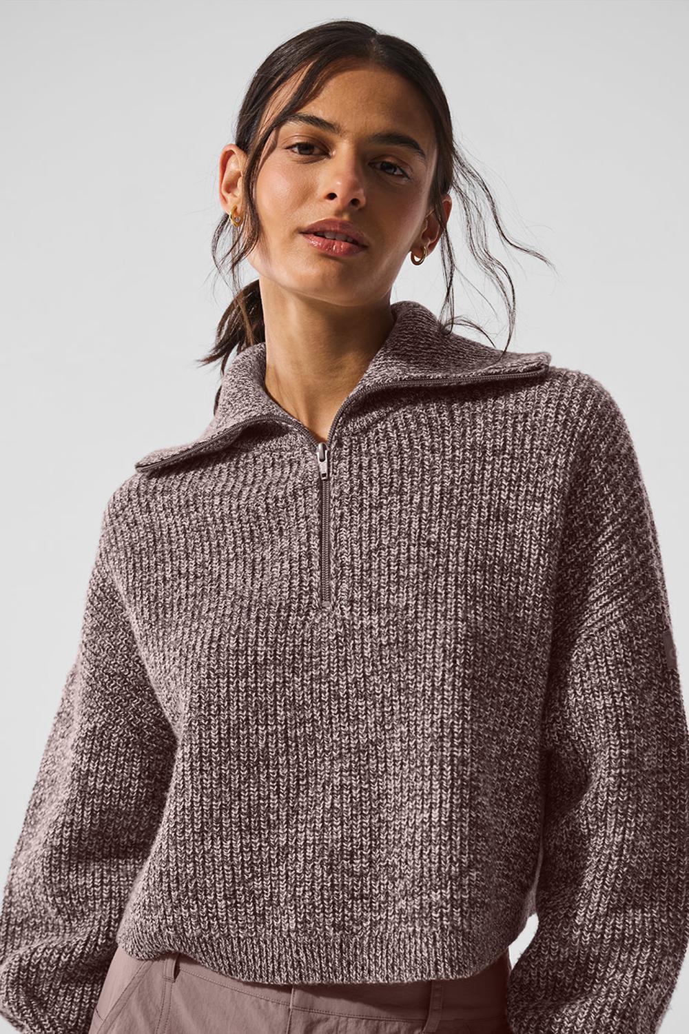 Alo Yoga Marl 1/4 Zip Naisten Villapusero Mushroom Marl | Suomi  9586-XNGQO