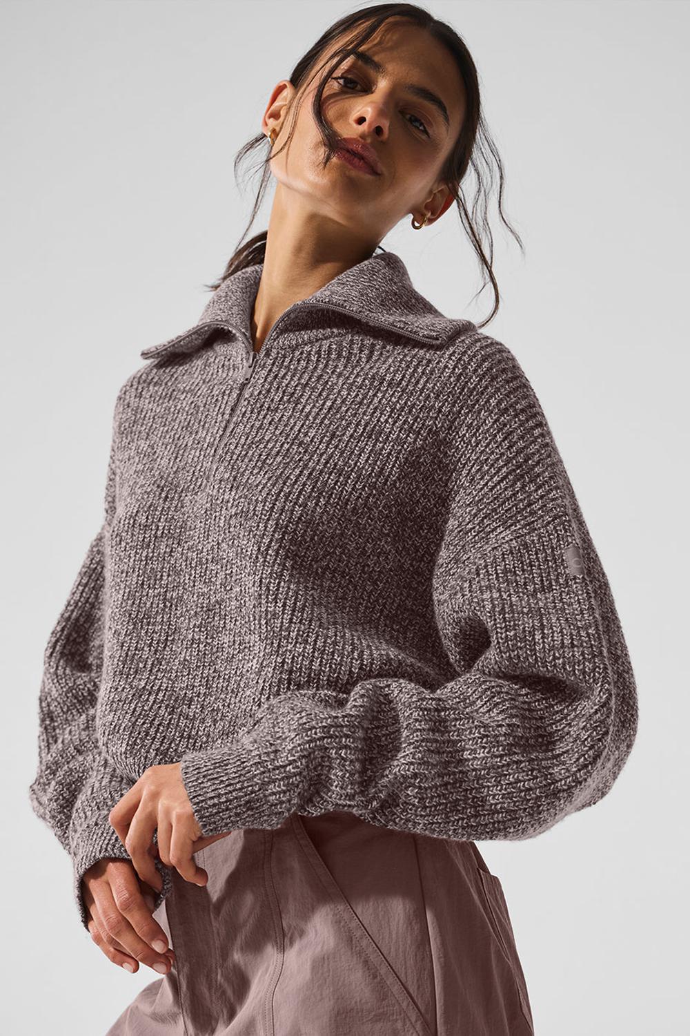 Alo Yoga Marl 1/4 Zip Naisten Villapusero Mushroom Marl | Suomi  9586-XNGQO