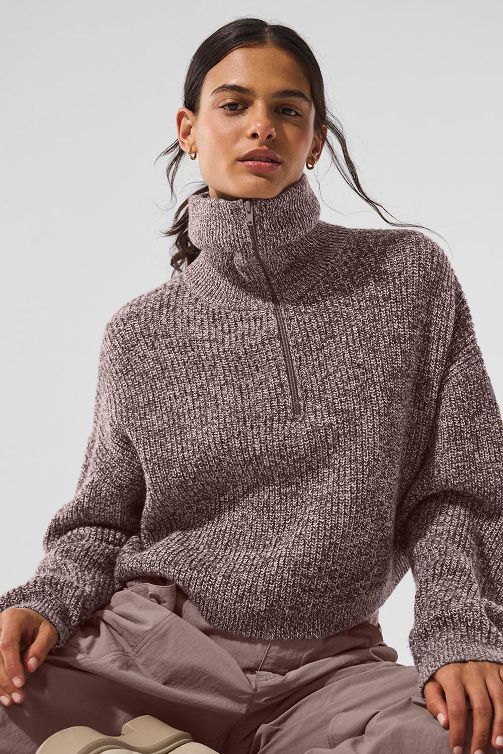 Alo Yoga Marl 1/4 Zip Naisten Villapusero Mushroom Marl | Suomi  9586-XNGQO