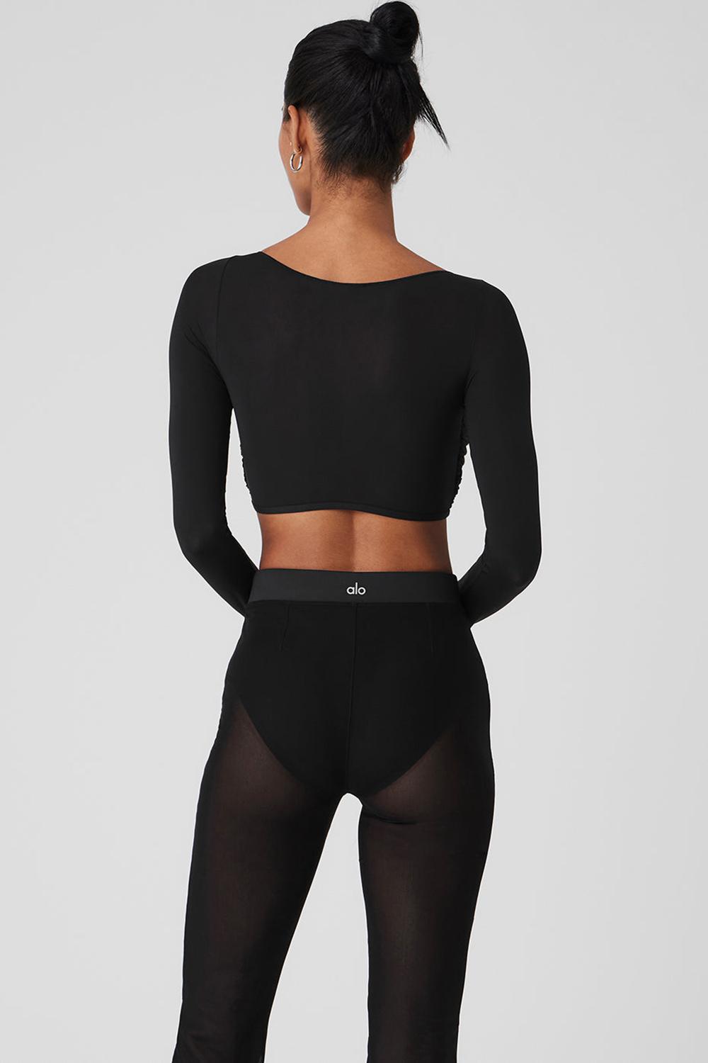 Alo Yoga Mesh Sheer Illusion Cropped Naisten Pitkähihainen Mustat | Suomi  1764-IVQDO