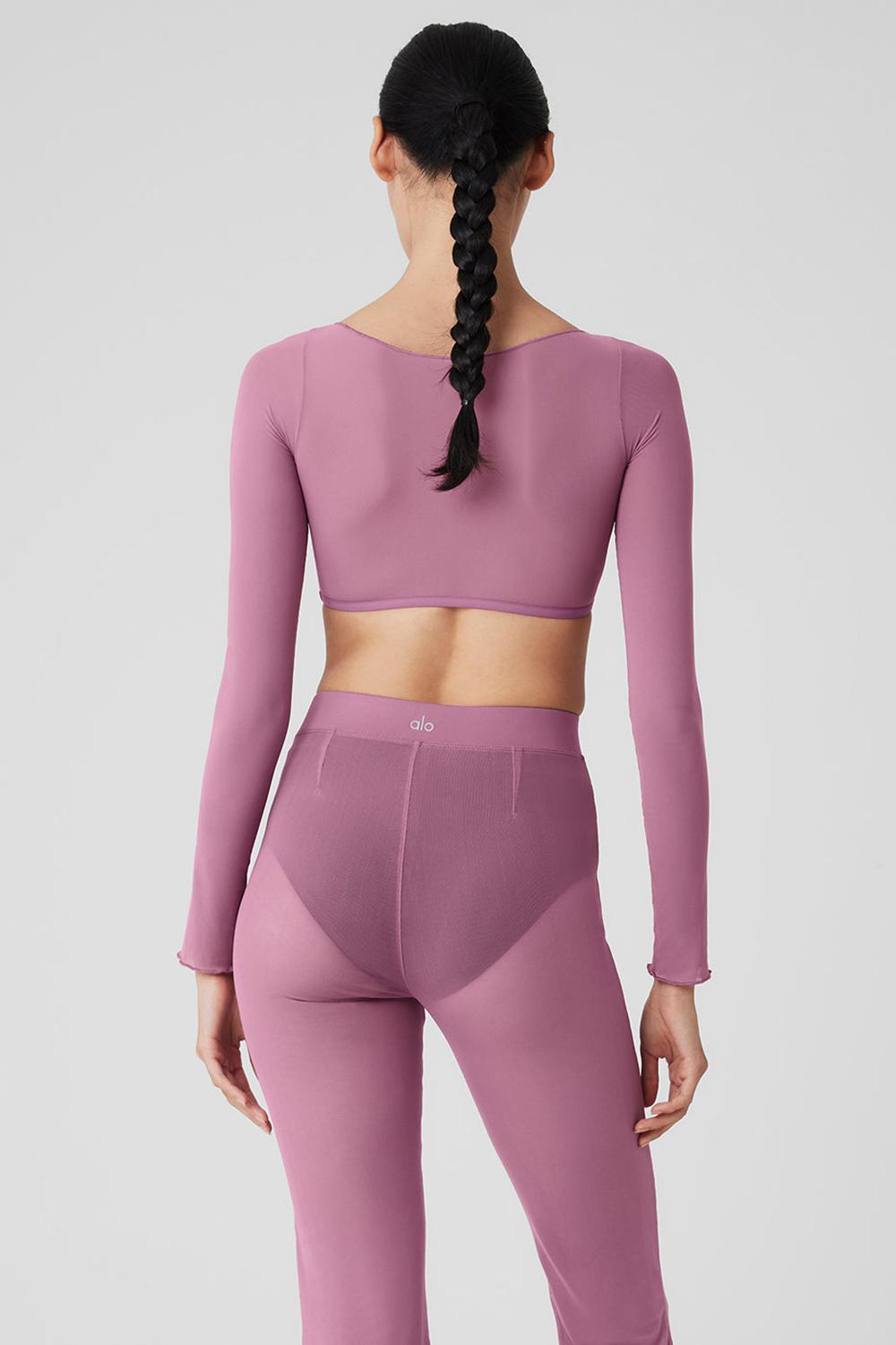 Alo Yoga Mesh Sheer Illusion Cropped Naisten Pitkähihainen Soft Mulberry | Suomi  4076-EHBMD