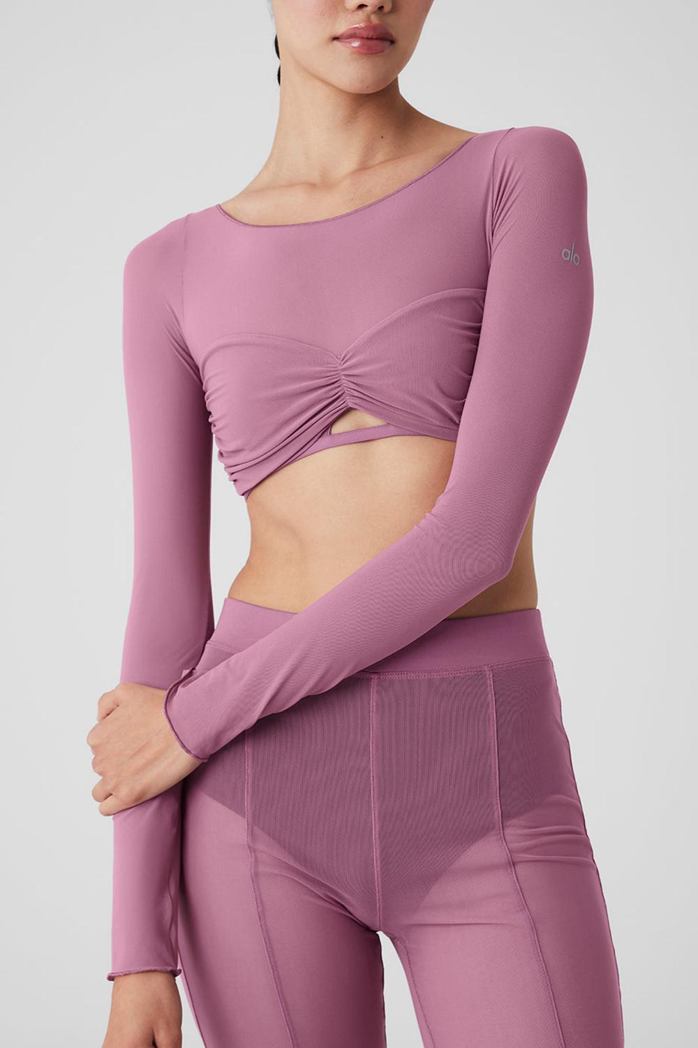 Alo Yoga Mesh Sheer Illusion Cropped Naisten Pitkähihainen Soft Mulberry | Suomi  4076-EHBMD