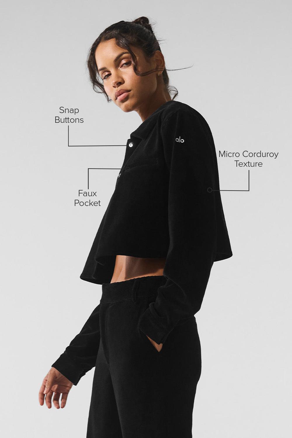 Alo Yoga Micro Corduroy Dreamer Button Down Naisten Leikatut Topit Mustat | Suomi  5831-QRGPN