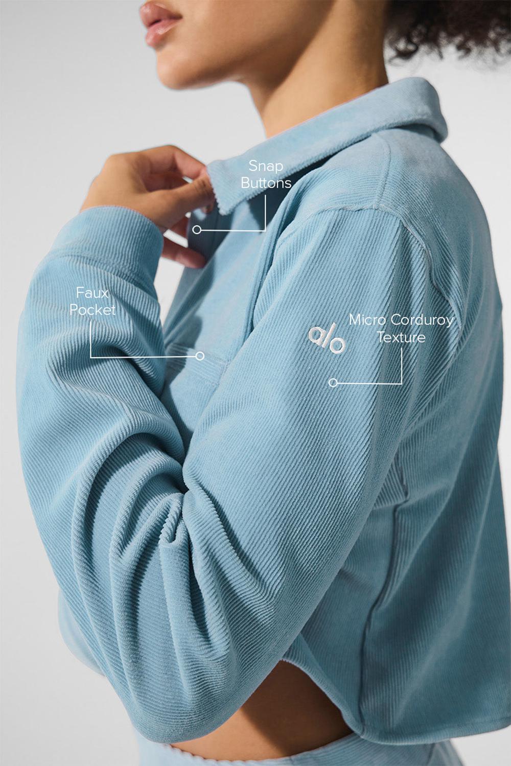 Alo Yoga Micro Corduroy Dreamer Button Down Naisten Leikatut Topit Sininen | Suomi  7810-KHEUY