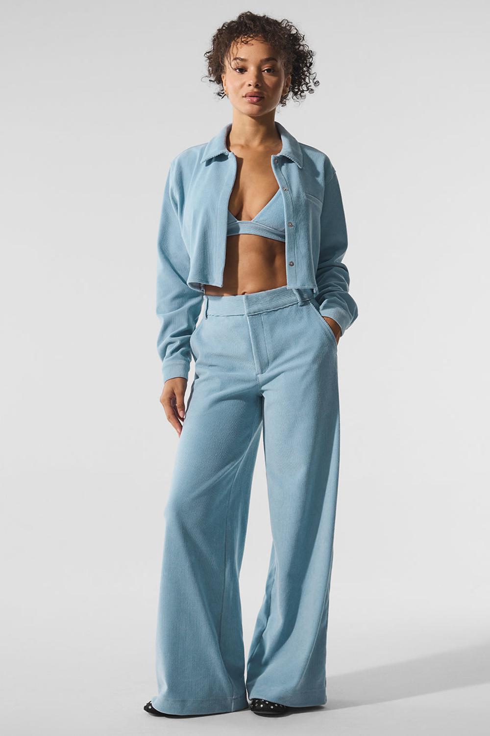 Alo Yoga Micro Corduroy Dreamer Button Down Naisten Leikatut Topit Sininen | Suomi  7810-KHEUY