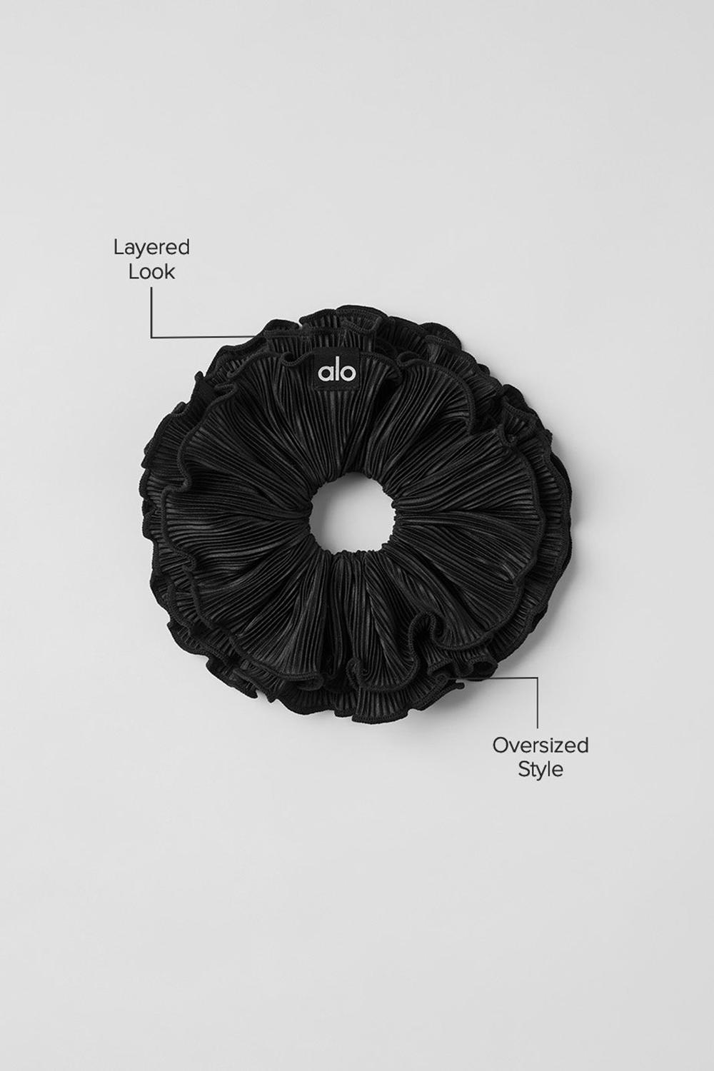 Alo Yoga Micro Plisse Oversize Naisten Scrunchie Mustat | Suomi  4675-RLMNZ