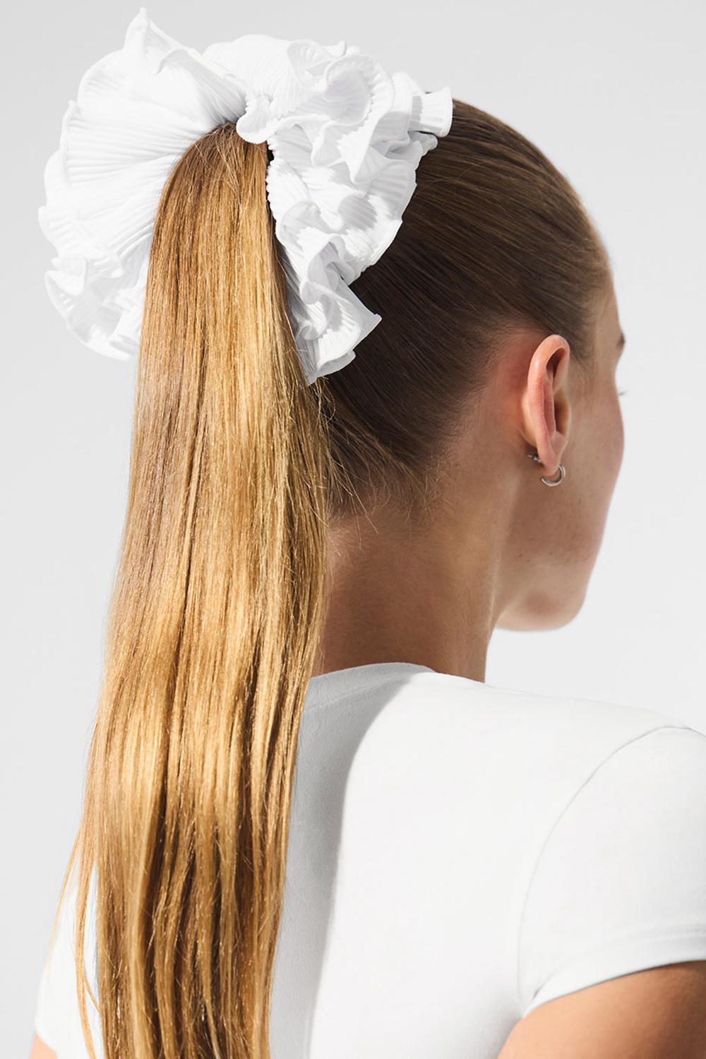 Alo Yoga Micro Plisse Oversize Naisten Scrunchie Valkoinen | Suomi  6015-KMILZ