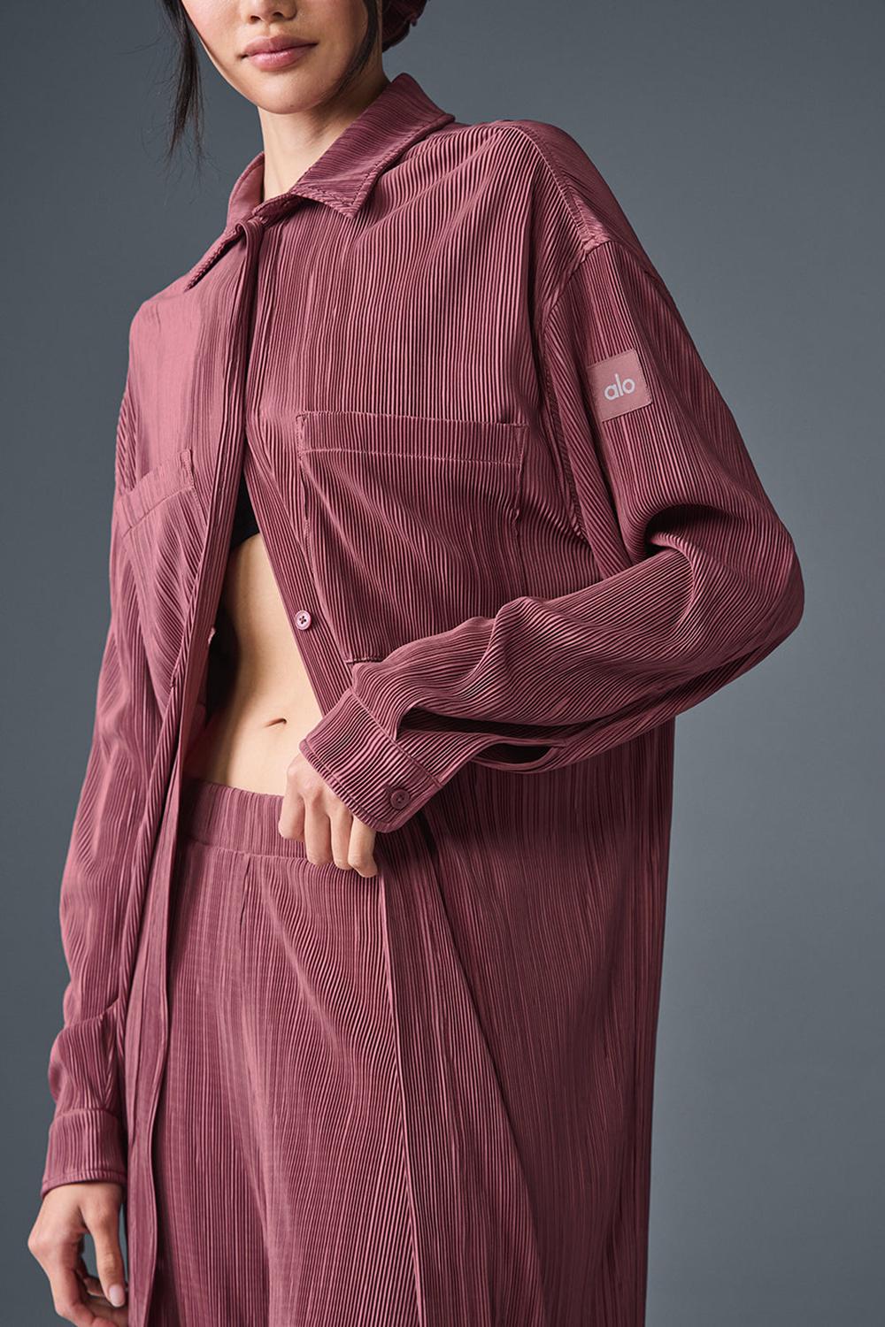 Alo Yoga Micro Plisse Shirt Naisten Mekko Viininpunainen | Suomi  4672-MPADT