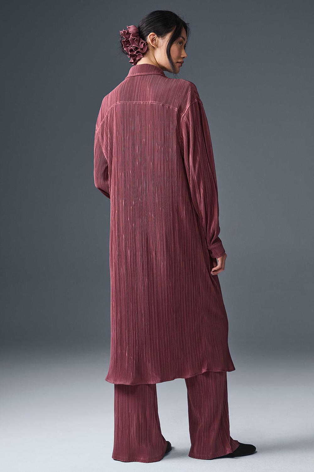 Alo Yoga Micro Plisse Shirt Naisten Mekko Viininpunainen | Suomi  4672-MPADT
