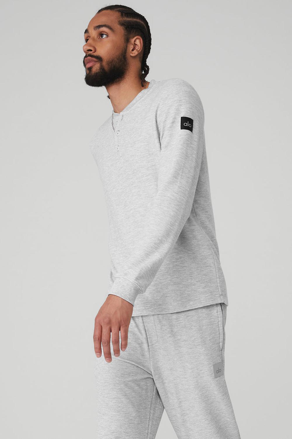 Alo Yoga Micro Waffle Fast Break Henley Miesten Topit Harmaat | Suomi  8961-IJGWS