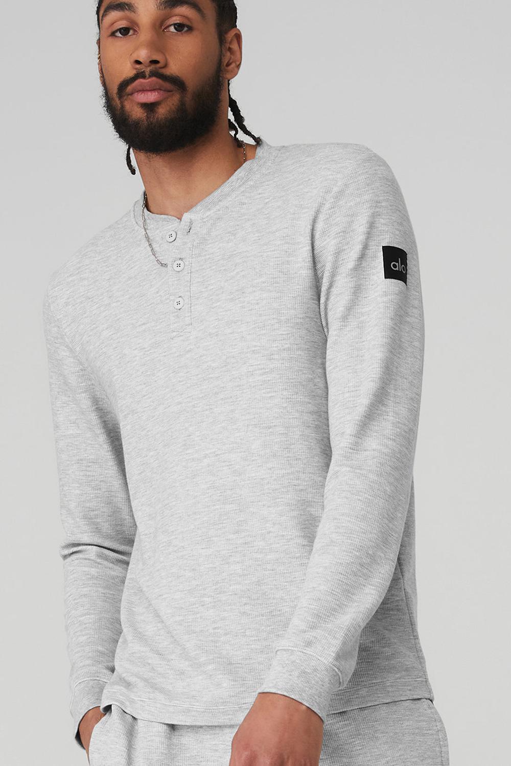 Alo Yoga Micro Waffle Fast Break Henley Miesten Topit Harmaat | Suomi  8961-IJGWS