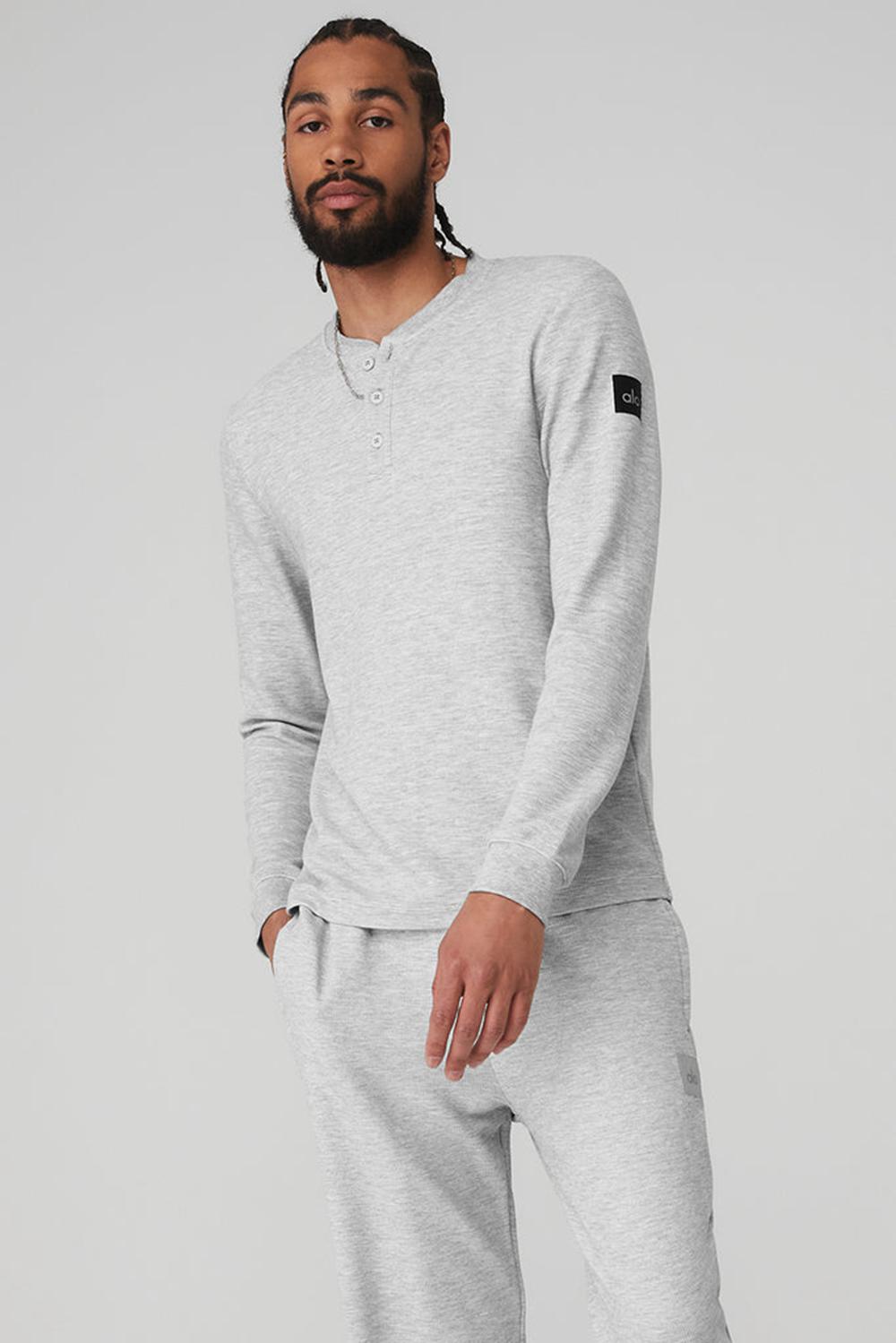 Alo Yoga Micro Waffle Fast Break Henley Miesten Topit Harmaat | Suomi  8961-IJGWS