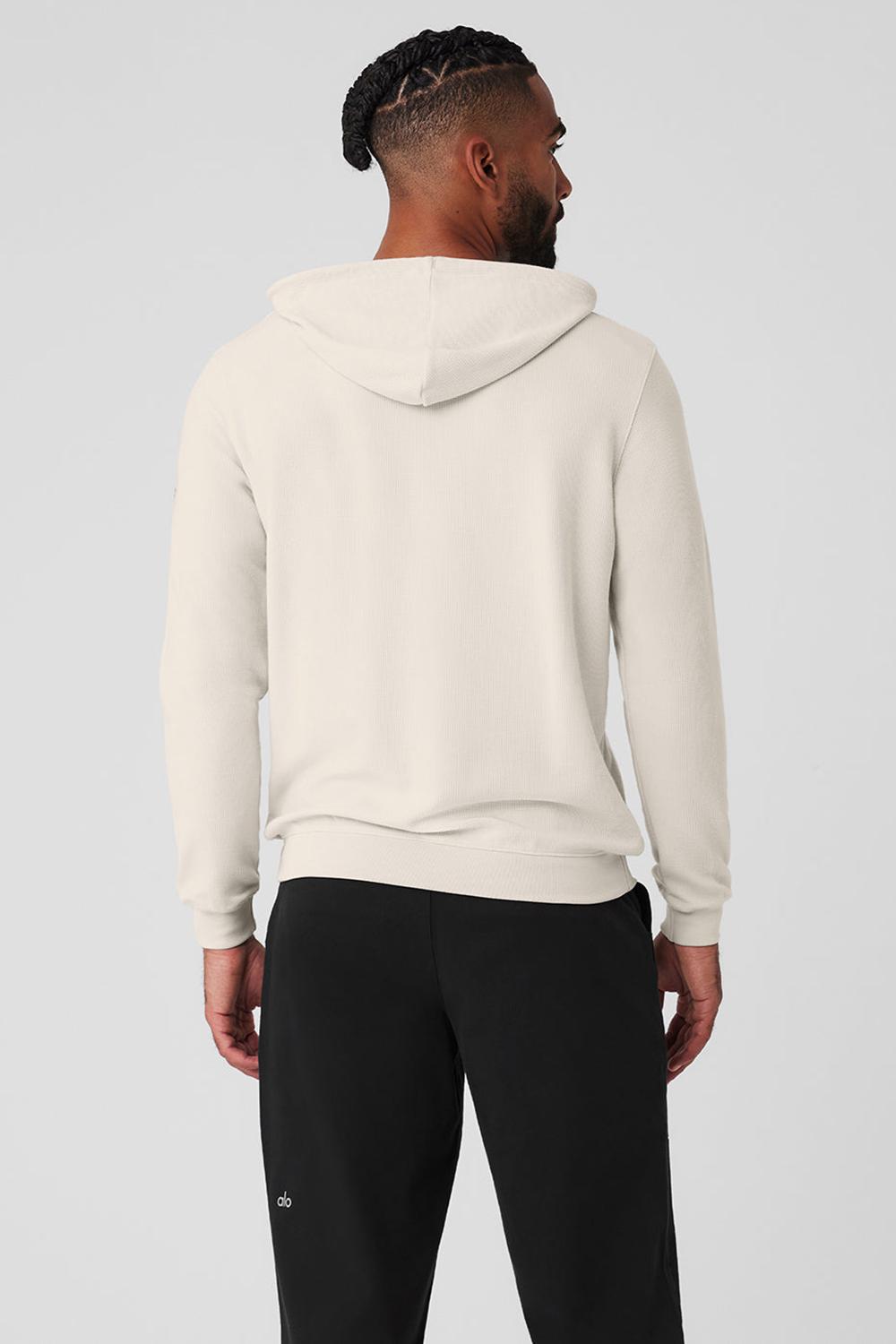 Alo Yoga Micro Waffle Fast Break Miesten Huppari Bone | Suomi  5930-ALUZO
