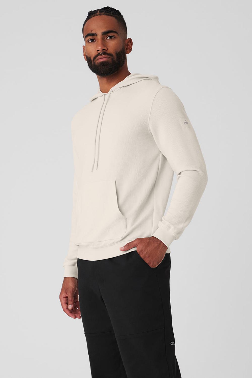 Alo Yoga Micro Waffle Fast Break Miesten Huppari Bone | Suomi  5930-ALUZO