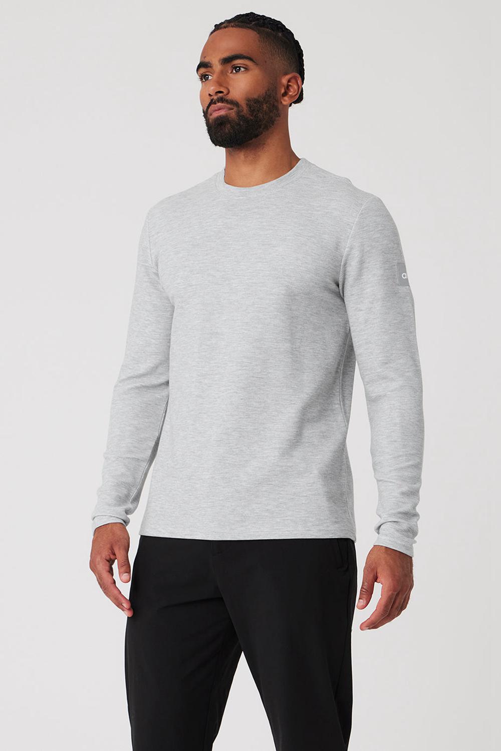 Alo Yoga Micro Waffle Fast Break Tee Miesten Pitkähihainen Harmaat | Suomi  5418-PQIRA