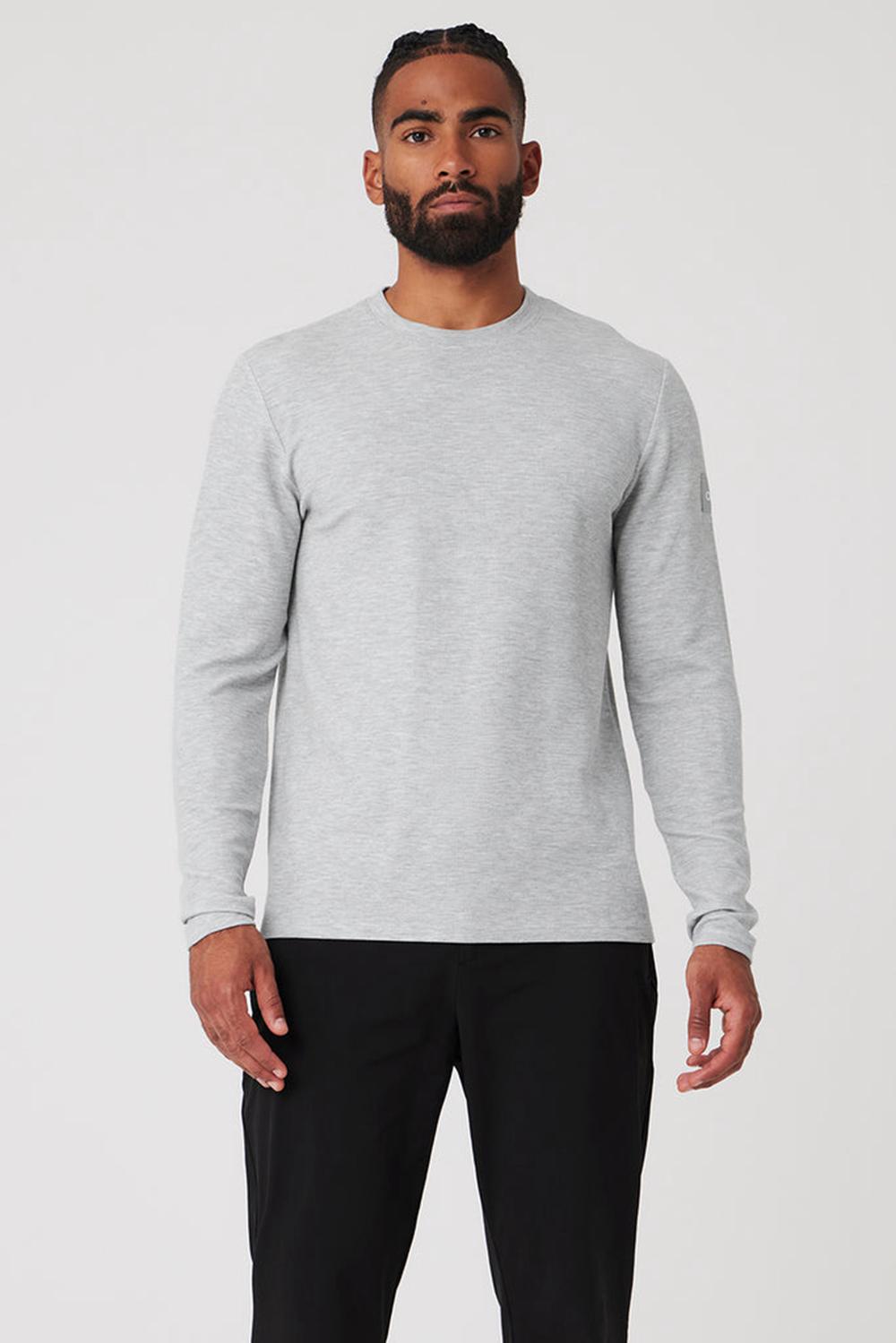 Alo Yoga Micro Waffle Fast Break Tee Miesten Pitkähihainen Harmaat | Suomi  5418-PQIRA