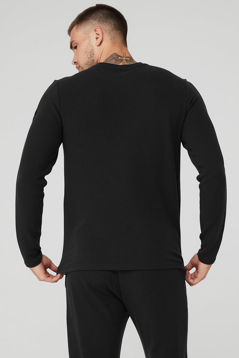Alo Yoga Micro Waffle Fast Break Tee Miesten Pitkähihainen Mustat | Suomi  1629-FEHNL