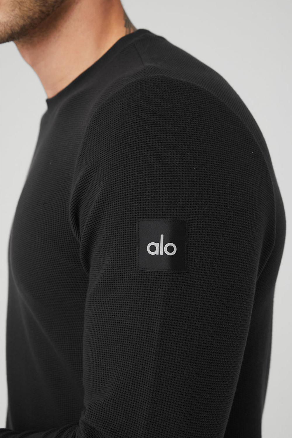 Alo Yoga Micro Waffle Fast Break Tee Miesten Pitkähihainen Mustat | Suomi  1629-FEHNL