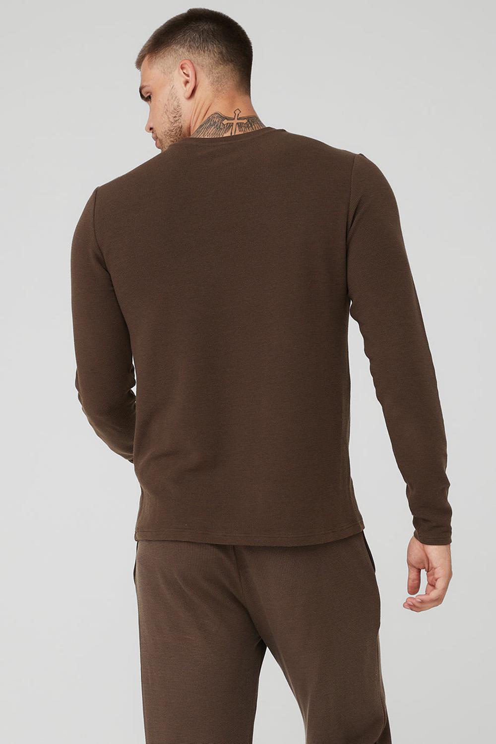 Alo Yoga Micro Waffle Fast Break Tee Miesten Pitkähihainen Espresso | Suomi  5293-FYMBN