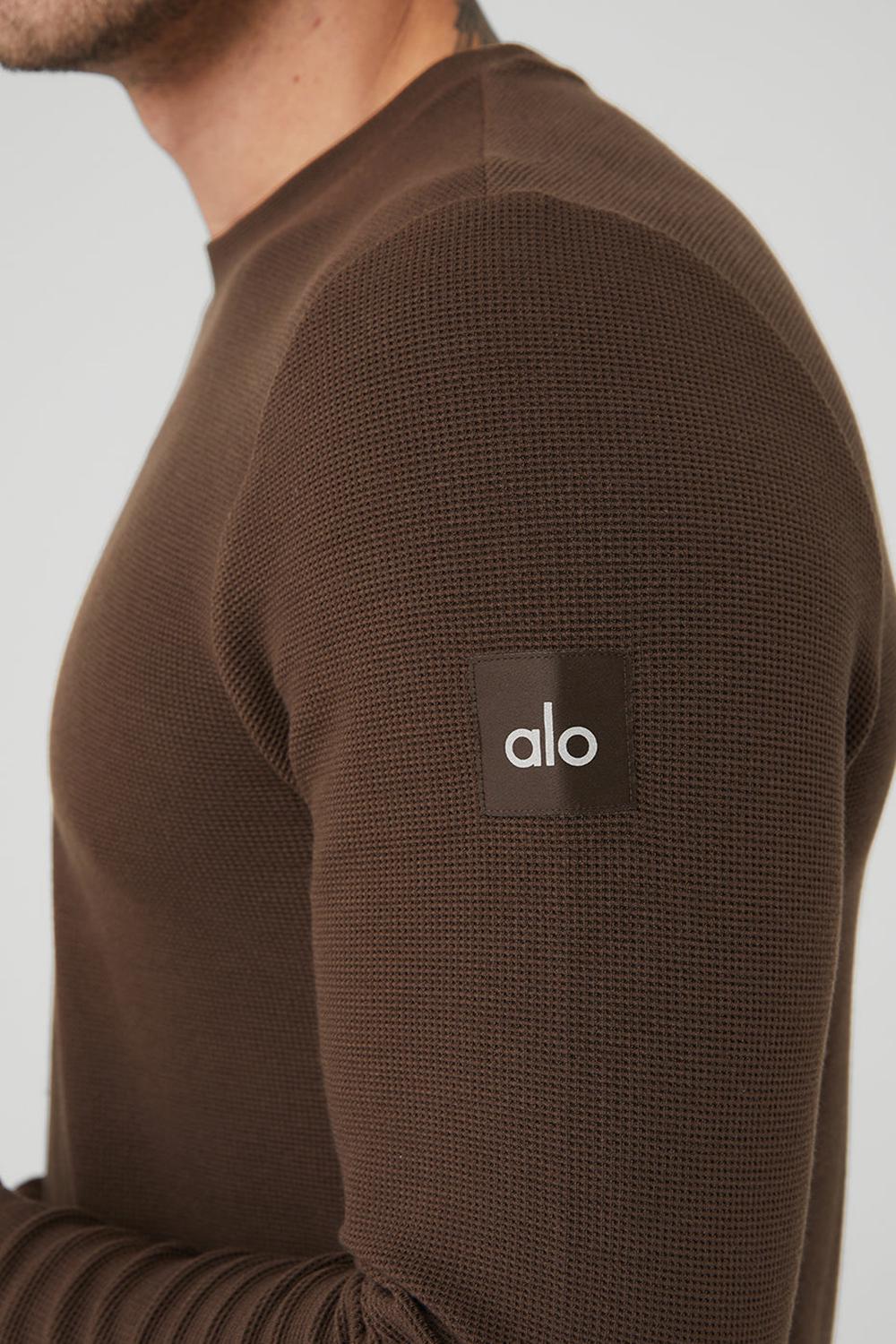 Alo Yoga Micro Waffle Fast Break Tee Miesten Pitkähihainen Espresso | Suomi  5293-FYMBN