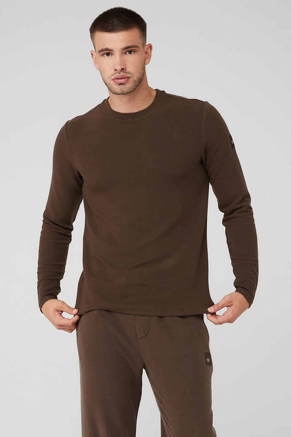 Alo Yoga Micro Waffle Fast Break Tee Miesten Pitkähihainen Espresso | Suomi  5293-FYMBN