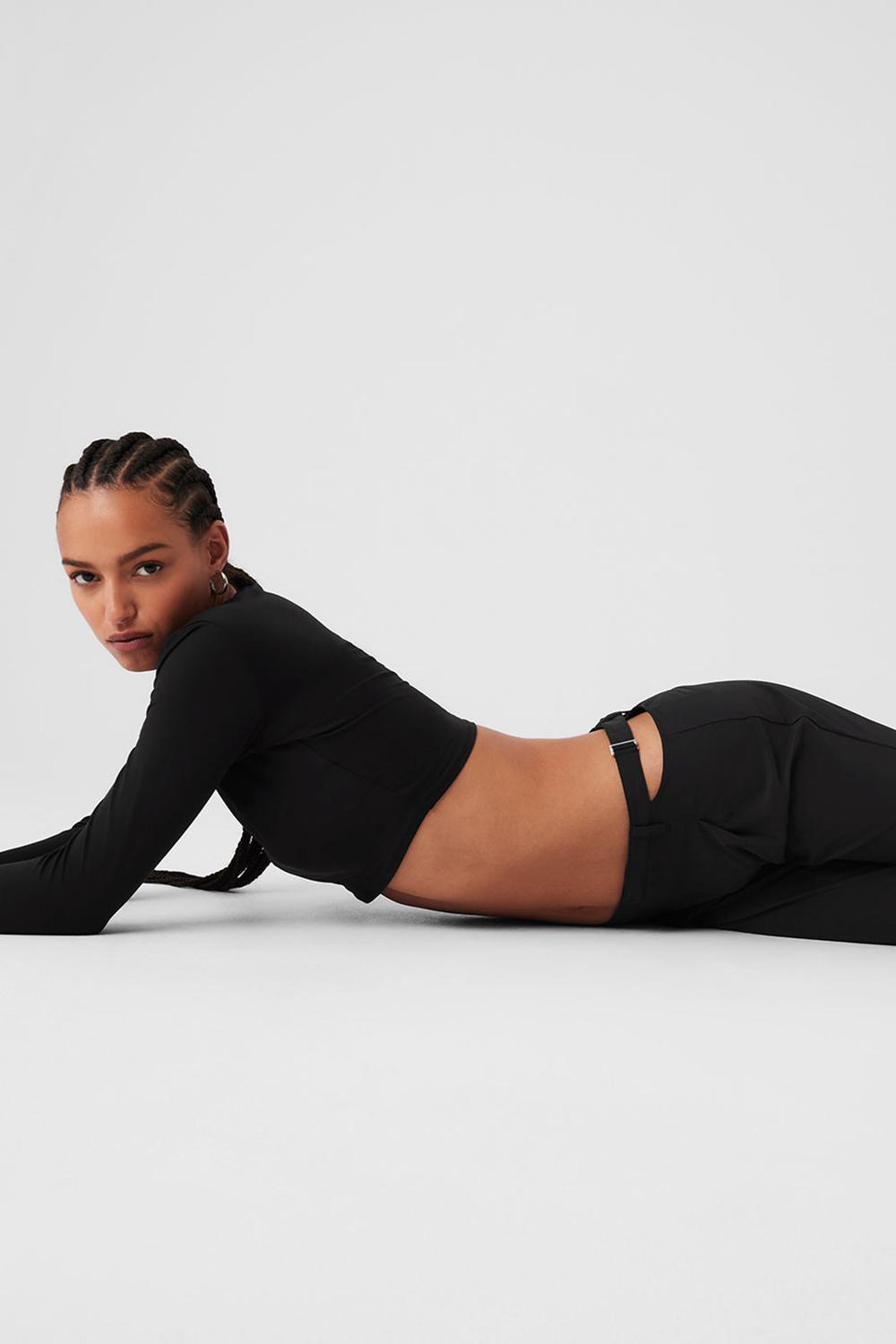 Alo Yoga Mid-Rise Showdown Naisten Housut Mustat | Suomi  1046-LZUAC