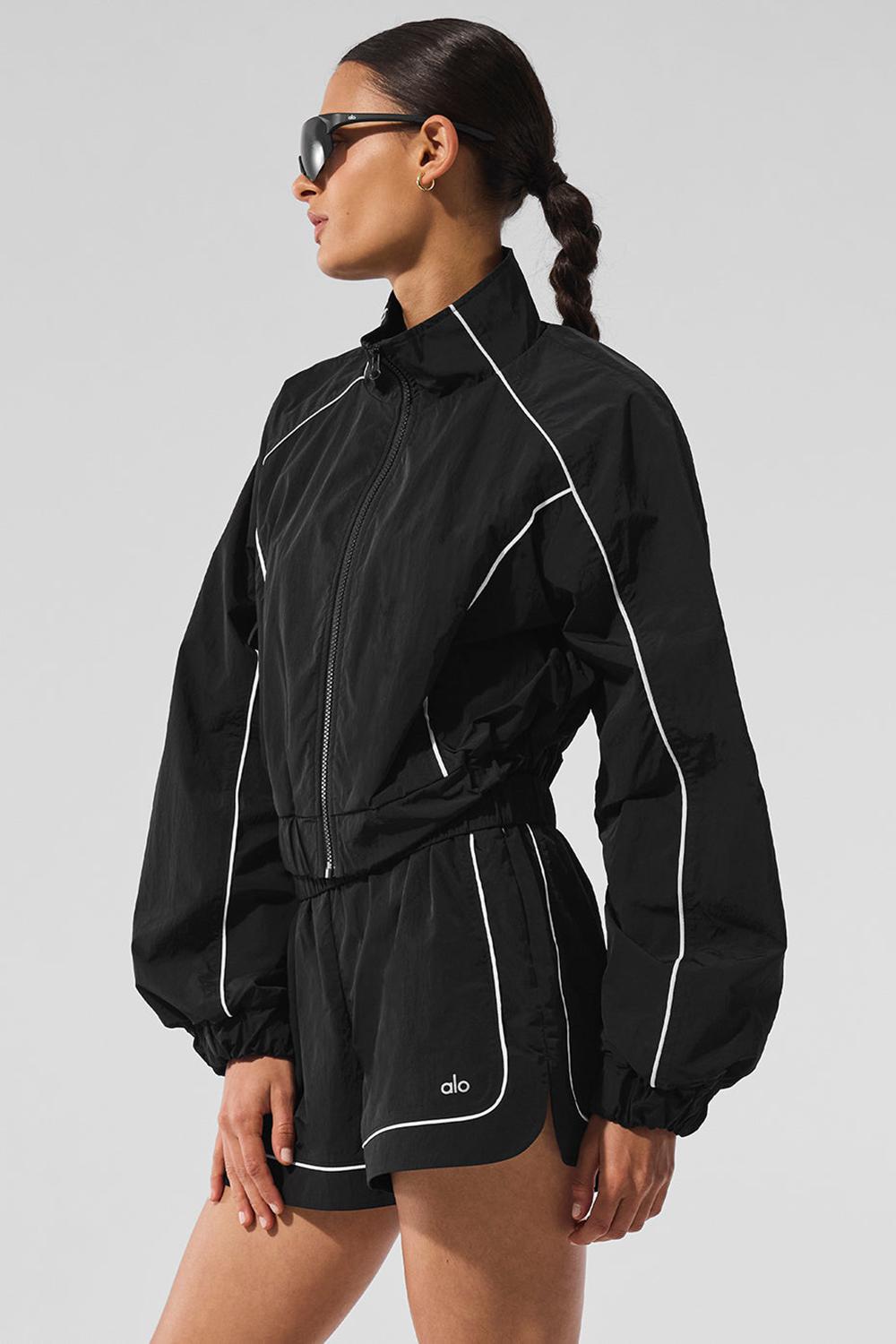 Alo Yoga Motivate Full-Zip Track Naisten Takit Mustat Valkoinen | Suomi  2357-XOCHY