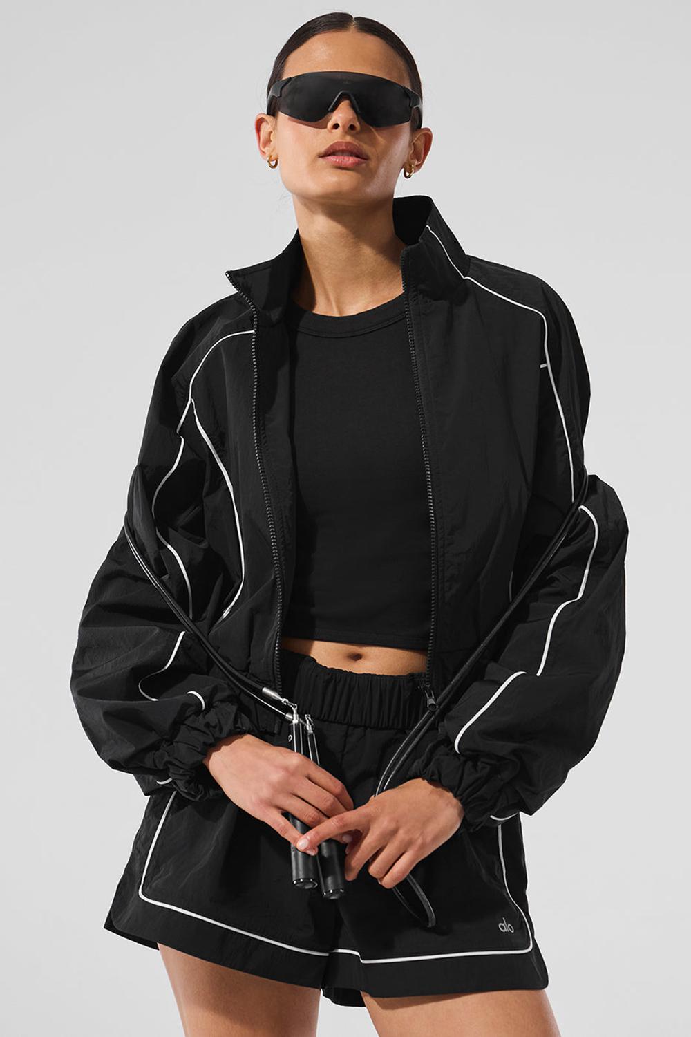 Alo Yoga Motivate Full-Zip Track Naisten Takit Mustat Valkoinen | Suomi  2357-XOCHY
