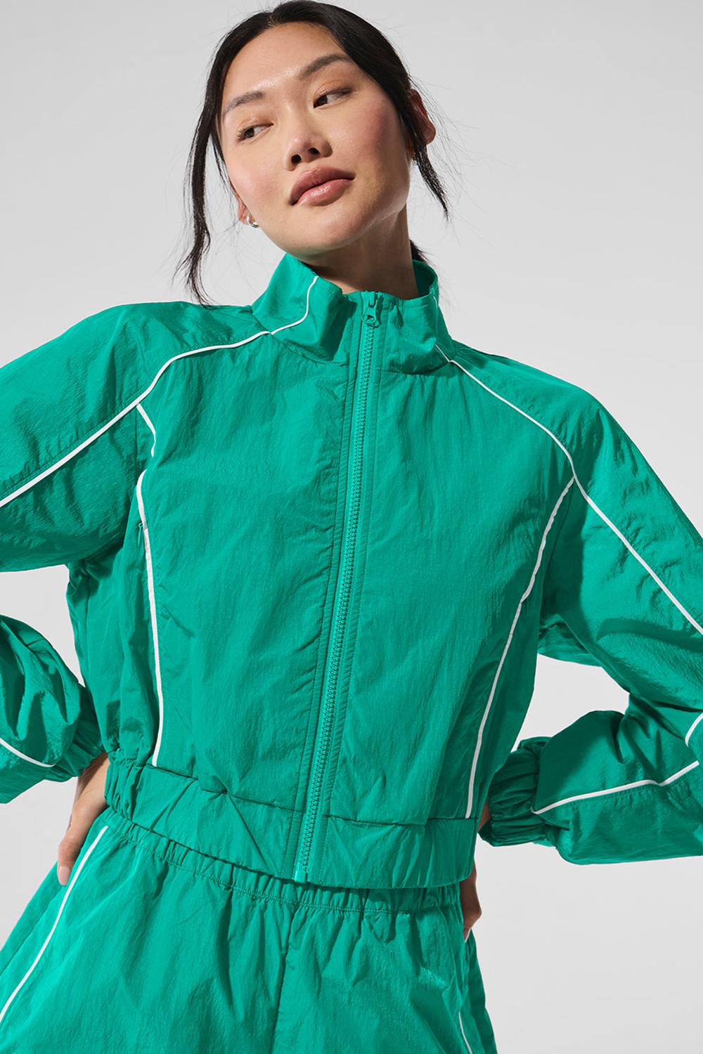 Alo Yoga Motivate Full-Zip Track Naisten Takit Vihreä Valkoinen | Suomi  0685-YRUXV