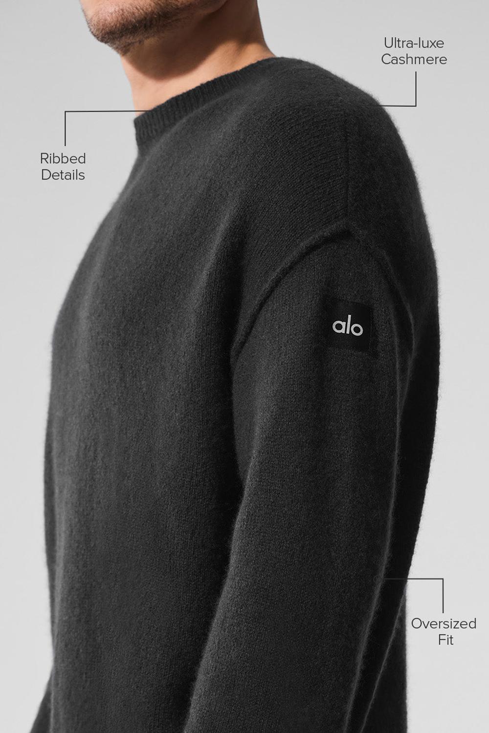 Alo Yoga New Class Cashmere Crewneck Miesten Neulepuserot Mustat | Suomi  2754-IHYKU