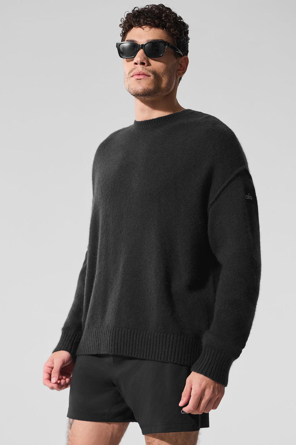 Alo Yoga New Class Cashmere Crewneck Miesten Neulepuserot Mustat | Suomi  2754-IHYKU
