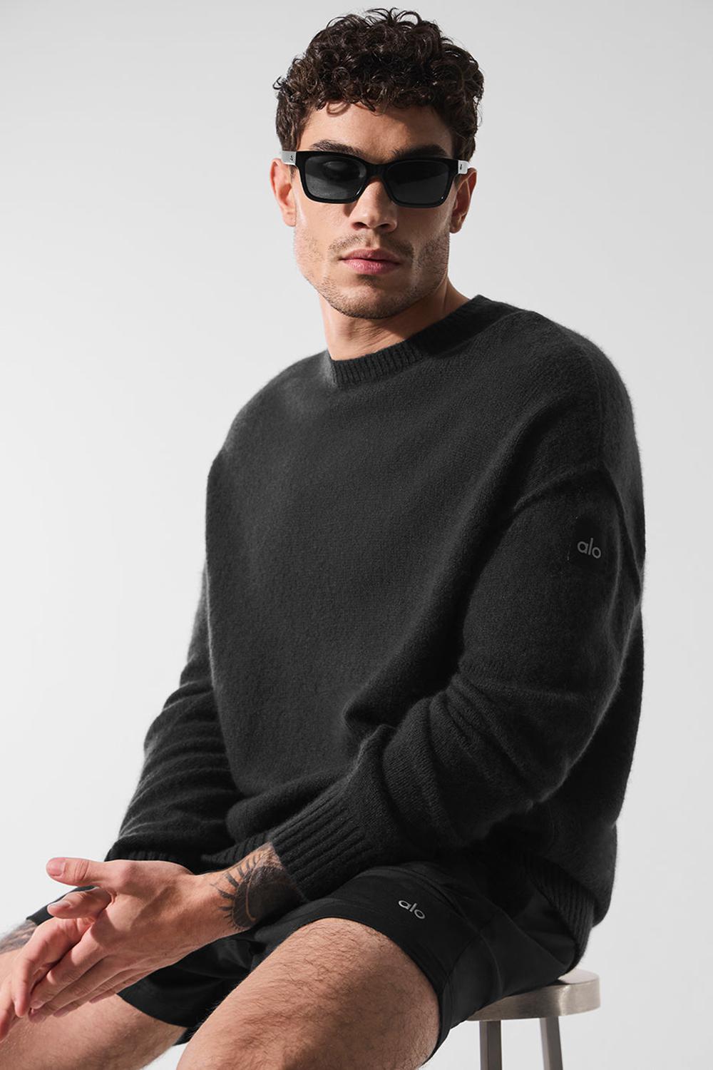 Alo Yoga New Class Cashmere Crewneck Miesten Neulepuserot Mustat | Suomi  2754-IHYKU