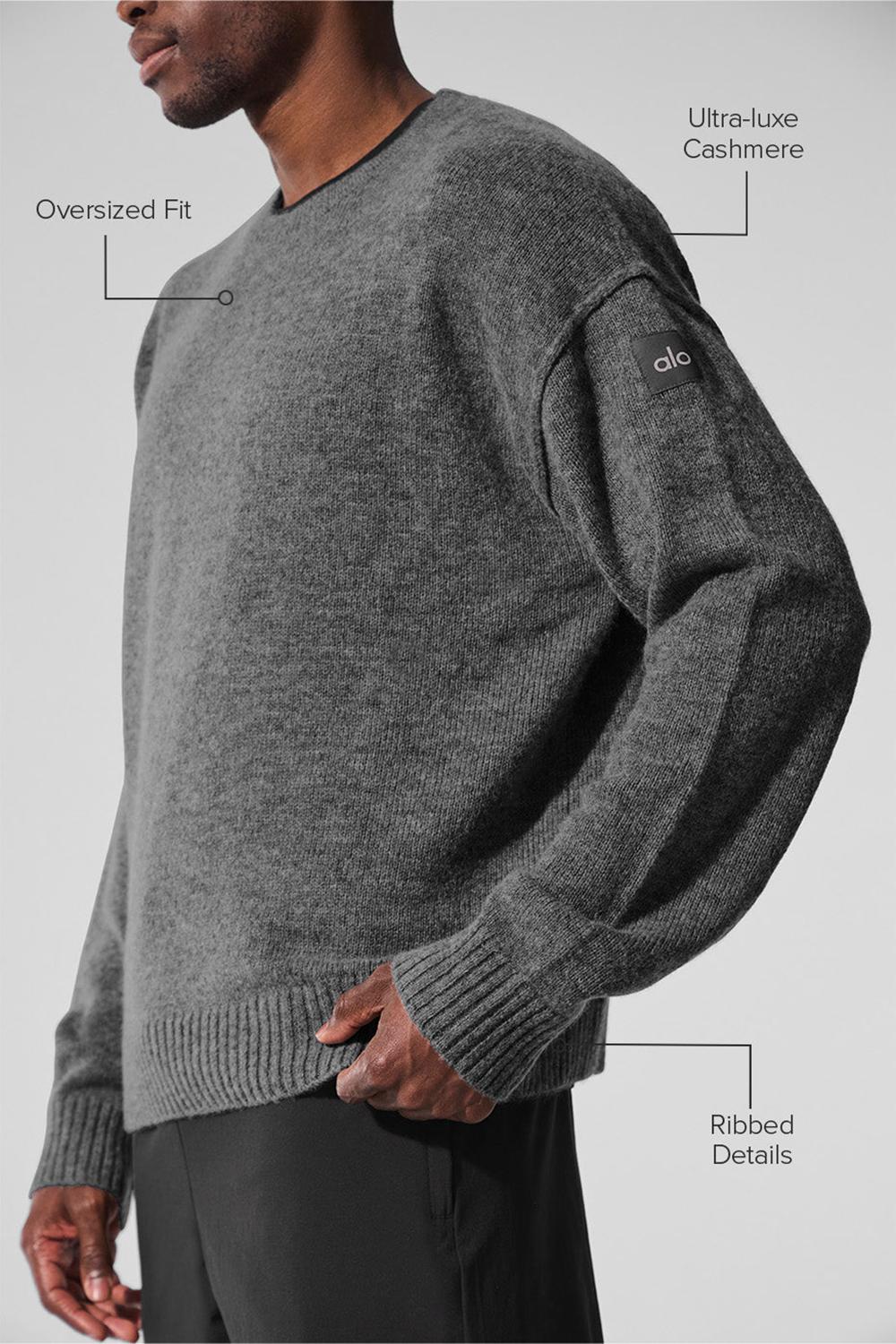 Alo Yoga New Class Cashmere Crewneck Miesten Neulepuserot Platina Harmaat | Suomi  6592-CKFYG