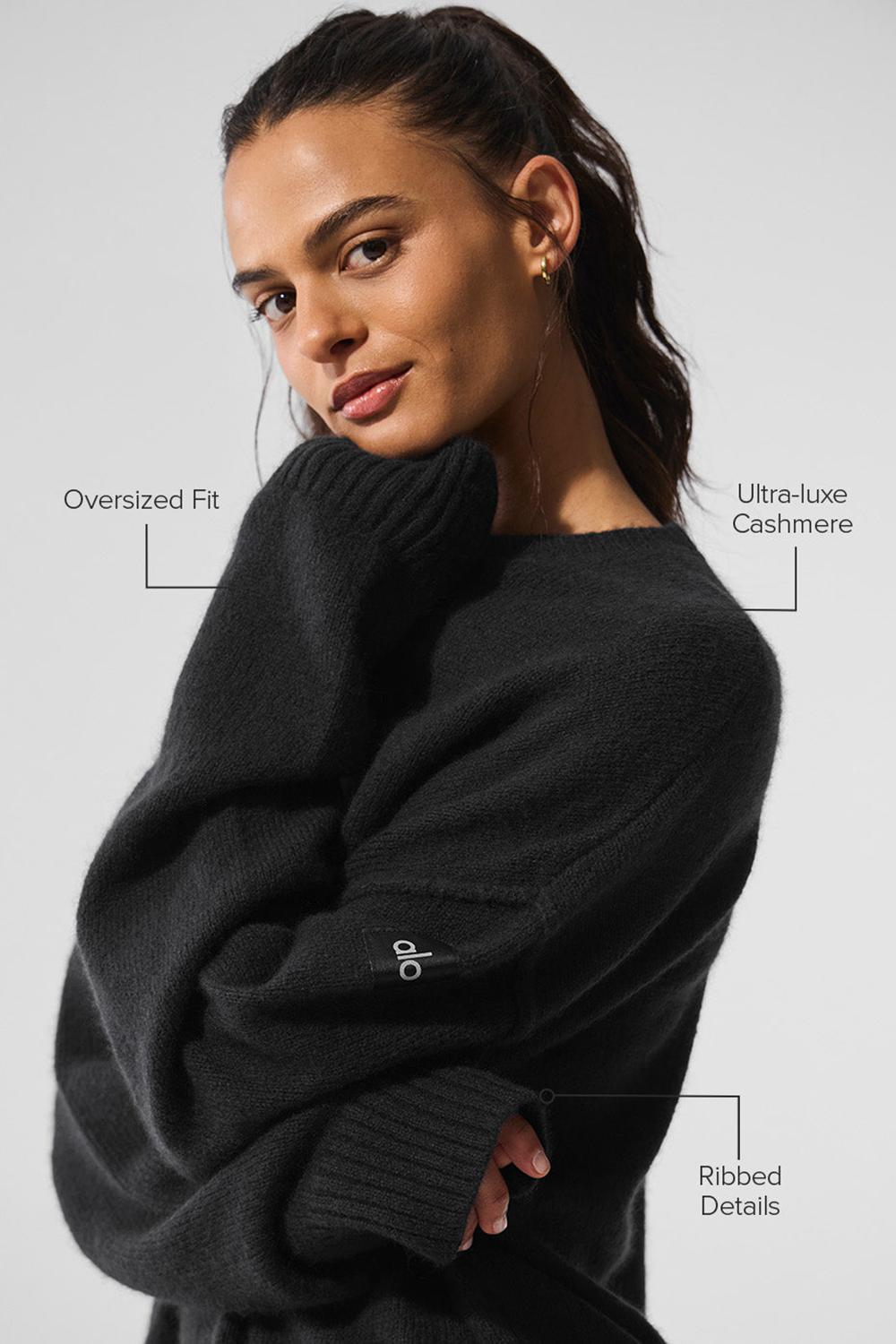 Alo Yoga New Class Cashmere Crewneck Naisten Neulepuserot Mustat | Suomi  0851-NRQHA