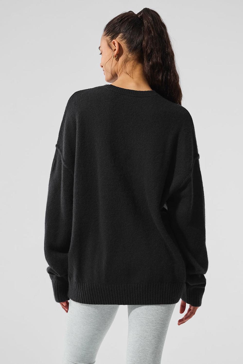 Alo Yoga New Class Cashmere Crewneck Naisten Neulepuserot Mustat | Suomi  0851-NRQHA